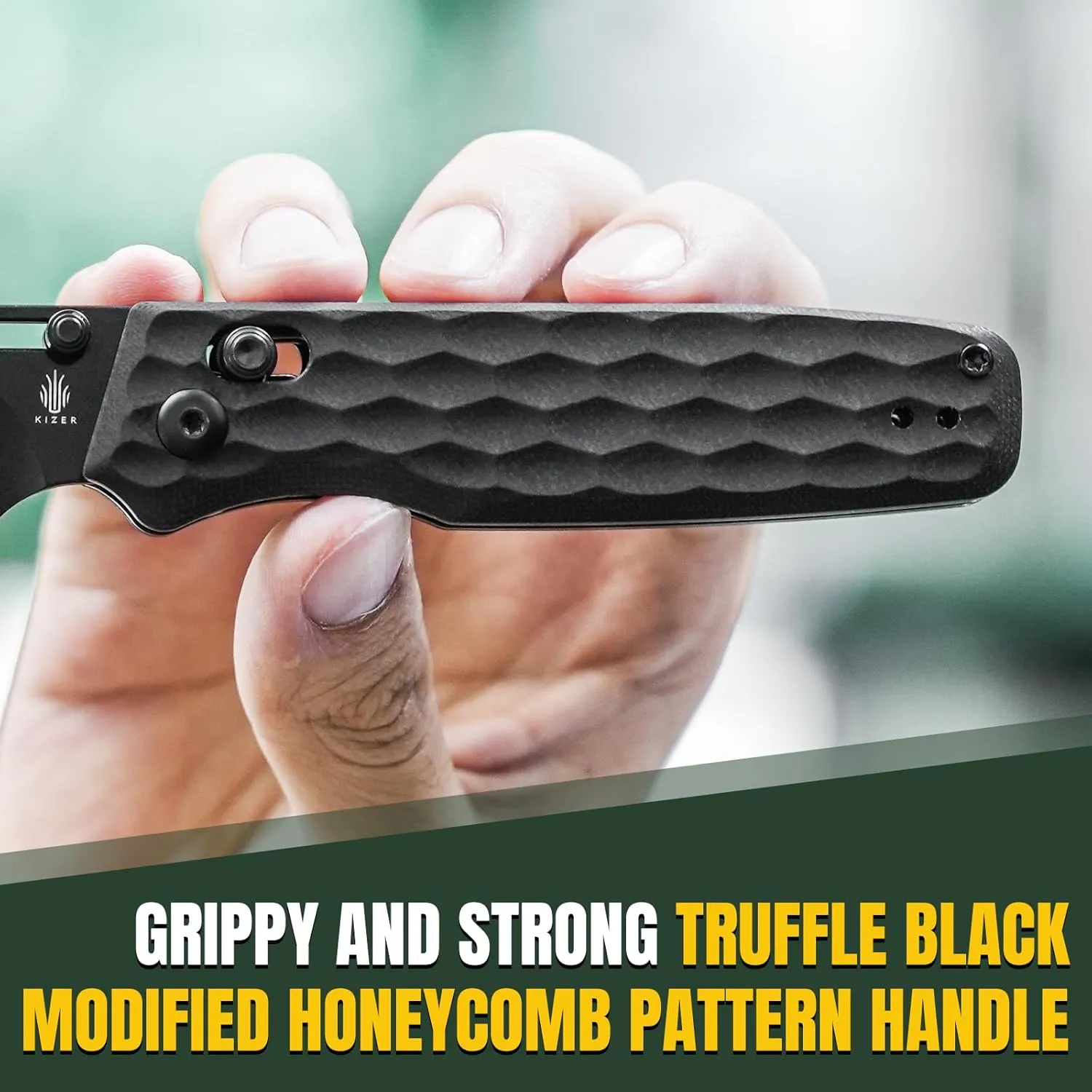 Kizer Task EDC Pocket Knife, 3.04 Inch 154CM Sheepsfoot Blade Folding Knife with Innovative Clutch Lock, Truffle Black G10 Handle Camping Knives, Small Hunting Knives with Thumb Stud Opener, V3641C2