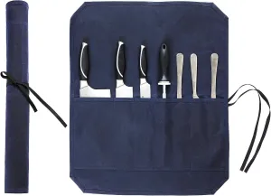 Knife Bag, Heavy Duty 16oz Waxed Canvas 7-Slots Knife Roll Storage Bag, Blue