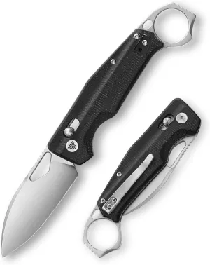 Knives - Sagitta-04B | Folding Knife with Clip，Pocket EDC Knife For Men，2.95" 14C28N Steel Sharp Blade & Micarta Handle，Outdoor Camping Tool，Axis lock