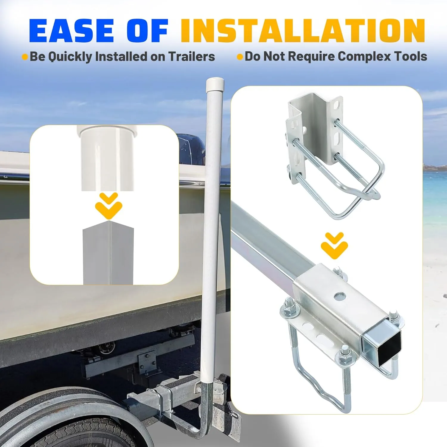 Kojem Boat Trailer Guide Poles for Ski Boat, Fishing Boat, Sailboat, Kayak, Canoe (Size and Color Selected)