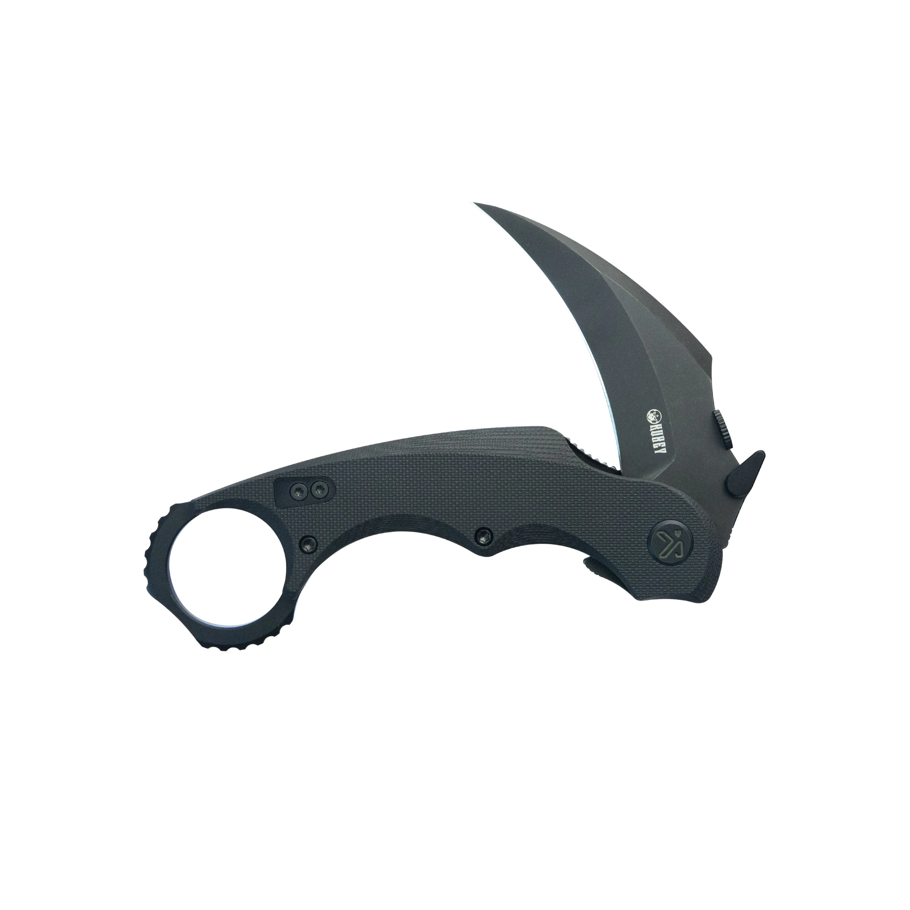 Kubey Rogue Pikal Karambit Folding Knife Black G10 Handle 2.91" Blackwash 14C28N Blade KU298B