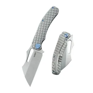Kubey Sylow Folding Pocket Knife Grey Titanium Handle 3.46" Stonewash 14C28N Blade KU260A