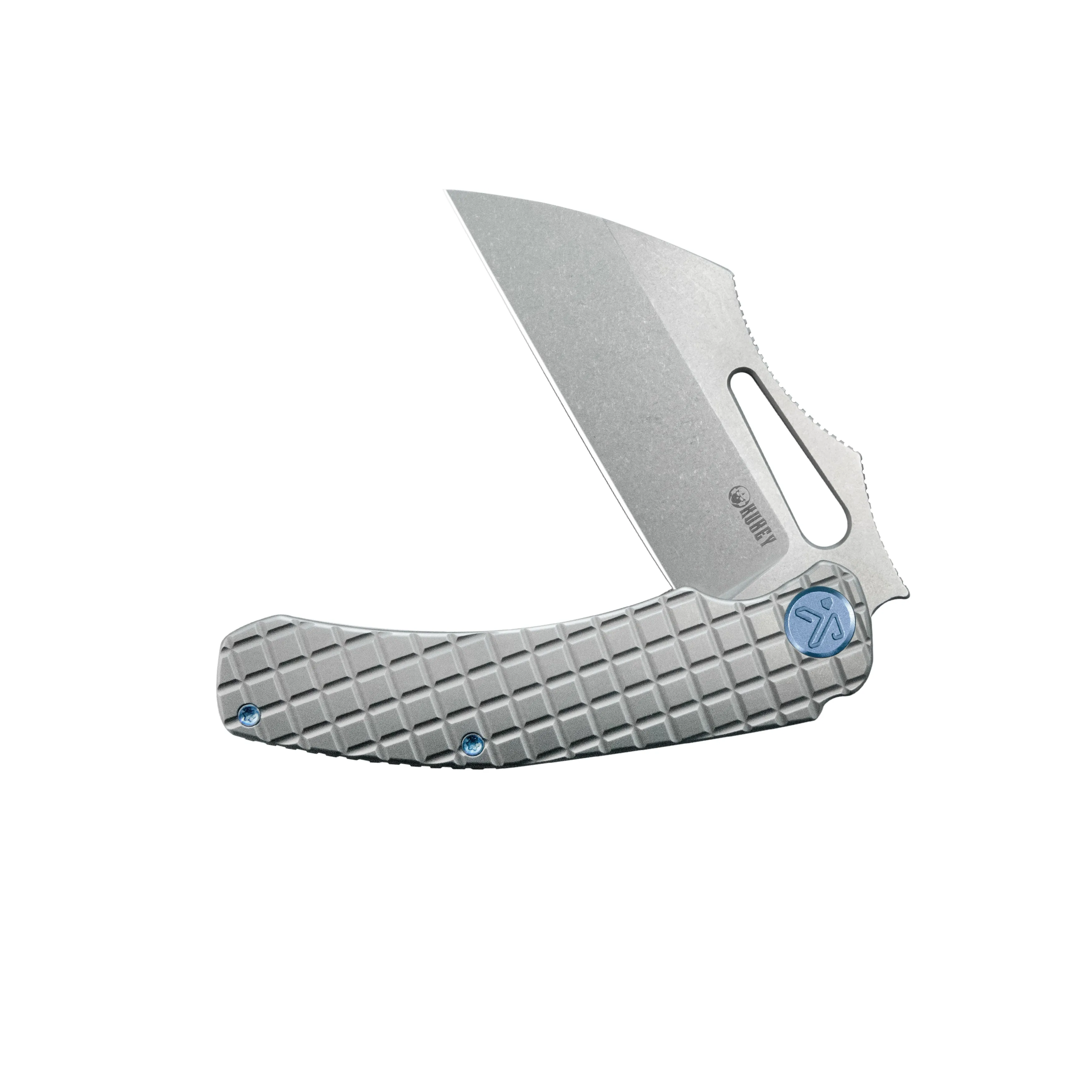 Kubey Sylow Folding Pocket Knife Grey Titanium Handle 3.46" Stonewash 14C28N Blade KU260A