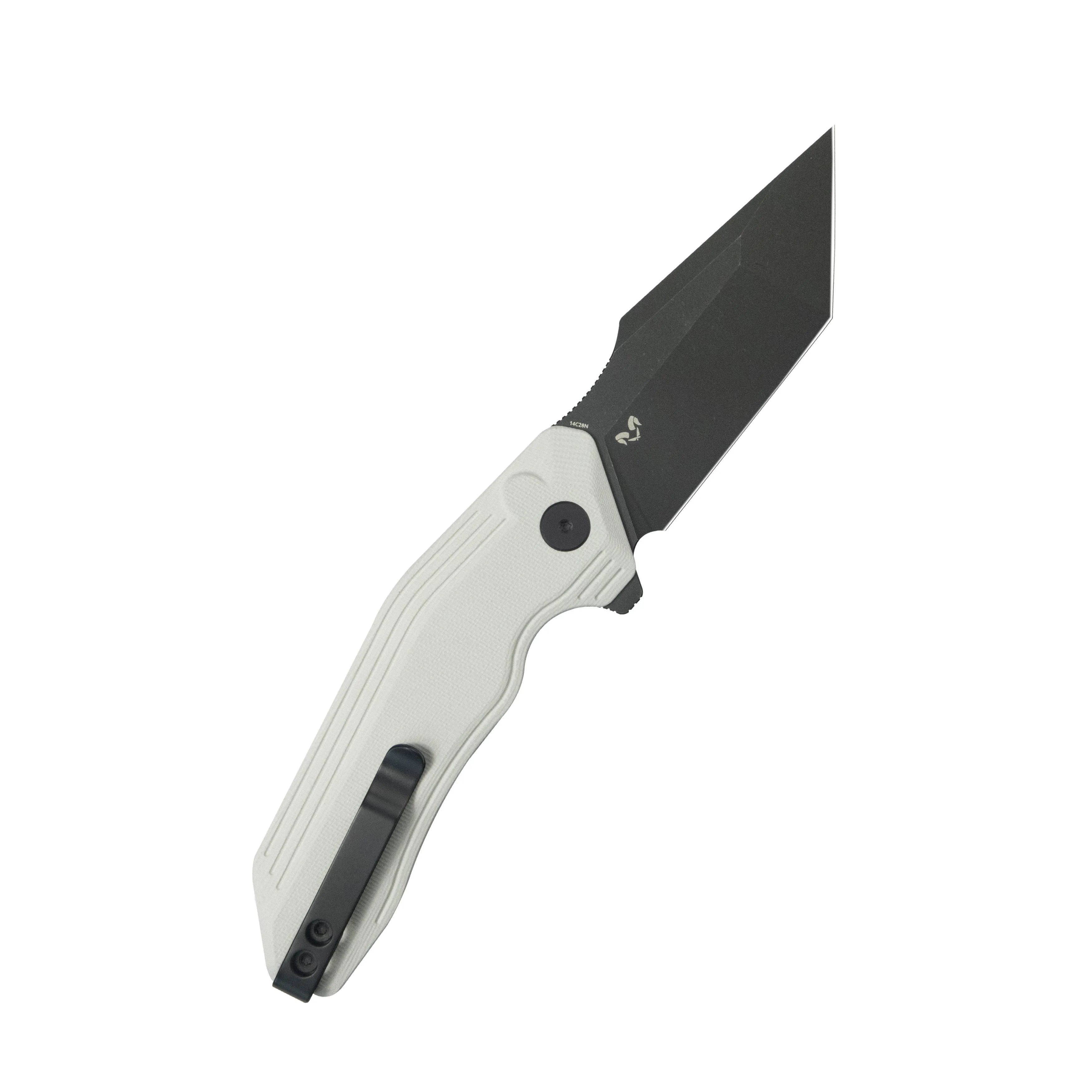 Kubey Yokai Folding Knife Ivory G-10 Handle 3.23'' Blackwashed 14C28N Blade KU392D