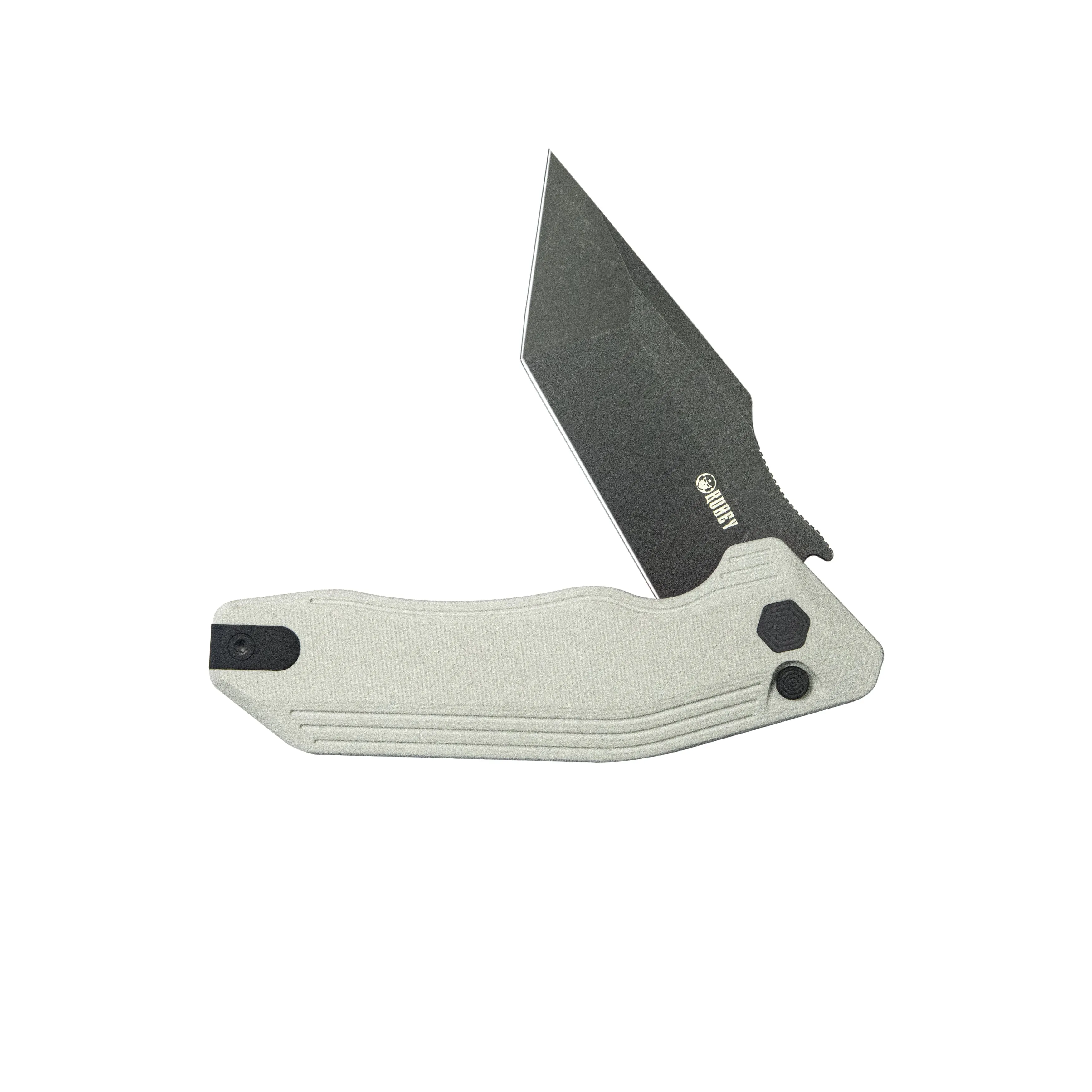 Kubey Yokai Folding Knife Ivory G-10 Handle 3.23'' Blackwashed 14C28N Blade KU392D
