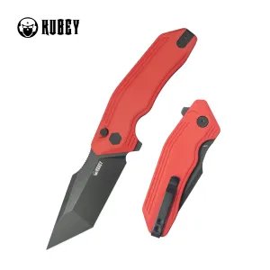 Kubey Yokai Folding Knife Red G-10 Handle 3.23'' Blackwashed 14C28N Blade KU392E