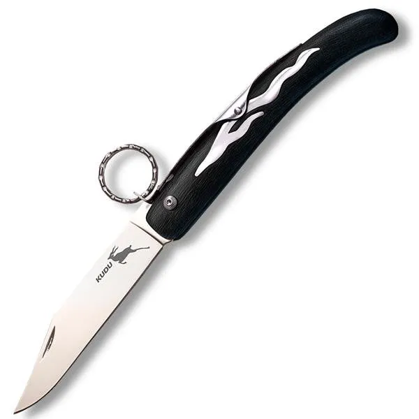 Kudu, Black Zytel Handle w-Lock Release Ring, Plain