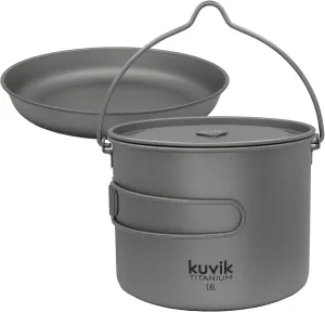 Kuvik Titanium 195mm (7.7") Plate & 1600ml (54 oz) Titanium Pot with Bail Handle Bundle