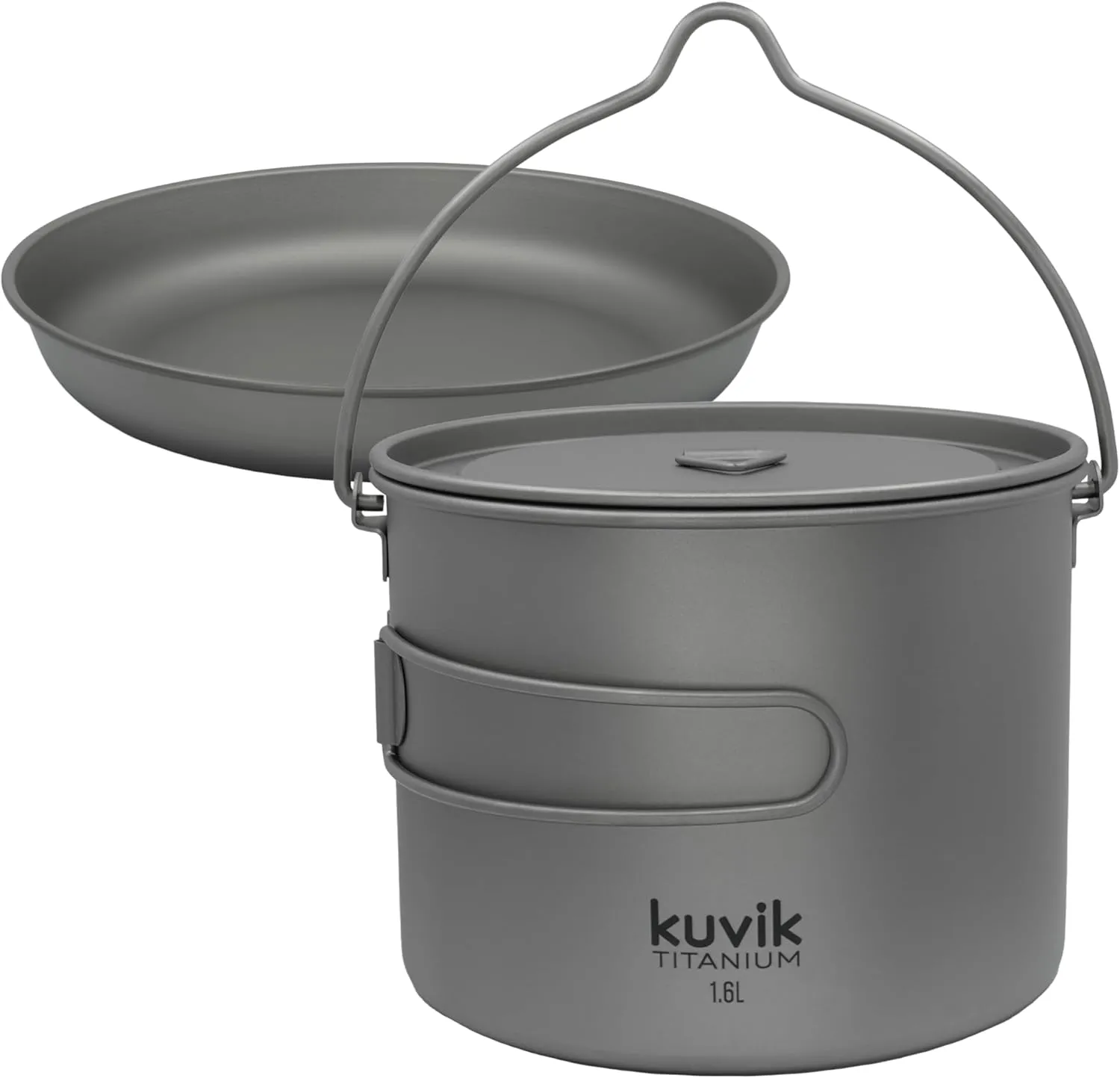 Kuvik Titanium 195mm (7.7") Plate & 1600ml (54 oz) Titanium Pot with Bail Handle Bundle