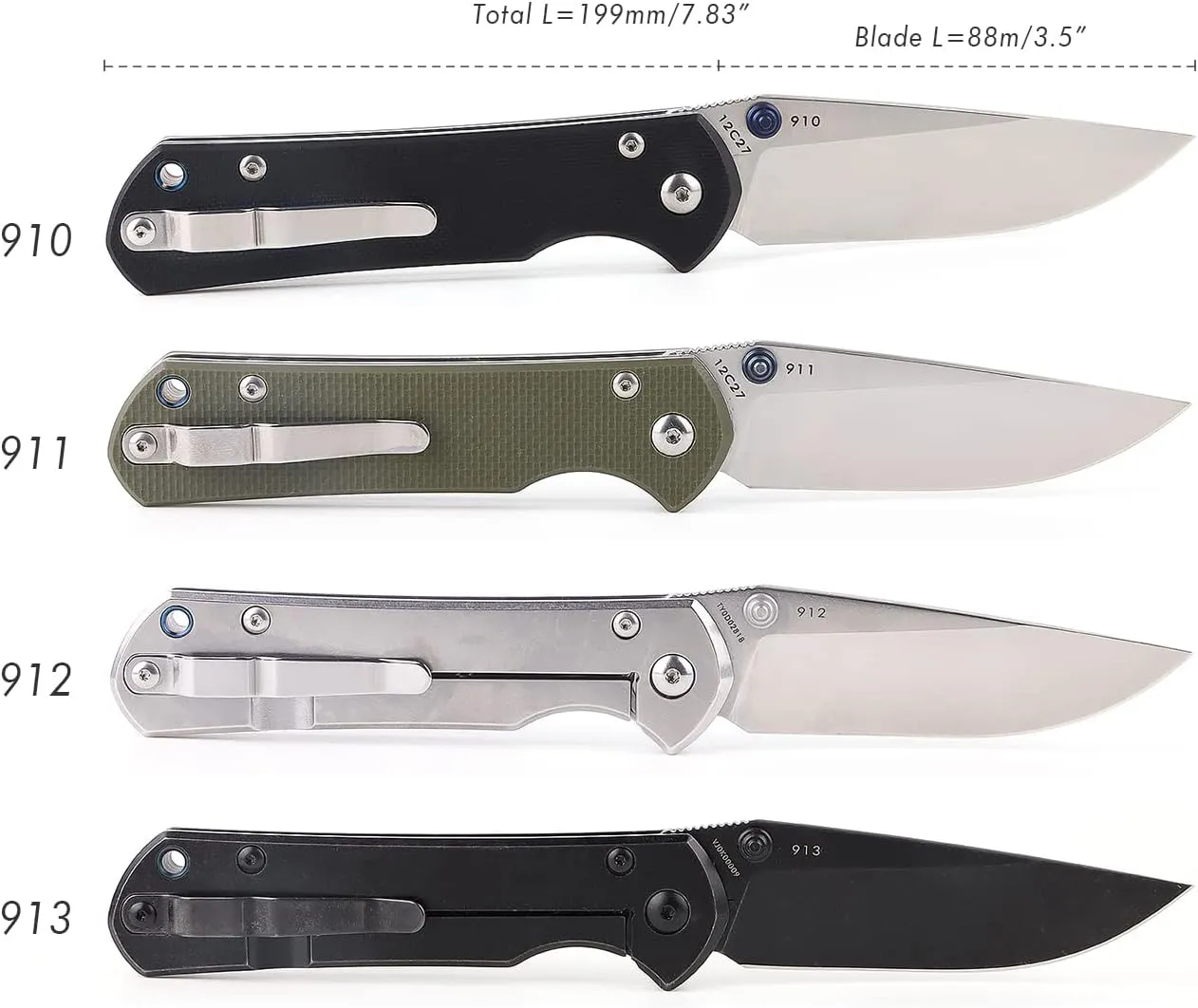 LAND 911 9102 Folding Knife Steel Blade 12C27