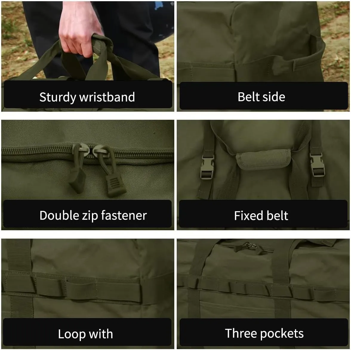 Large Military Duffle Bag Tactical Camping Storage Utility Tote Bag Camping Kitchen Organizer with Deployment Cargo Bag Travel Sports Equipment (Army Green, Large 31.5"x17.72"x17.72")
