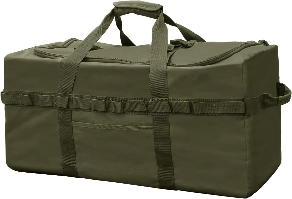 Large Military Duffle Bag Tactical Camping Storage Utility Tote Bag Camping Kitchen Organizer with Deployment Cargo Bag Travel Sports Equipment (Army Green, Large 31.5"x17.72"x17.72")