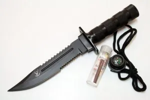 Lastworld 10.5" Stainless Steel Black Blade Survival Knive with Sheath Heavy Duty