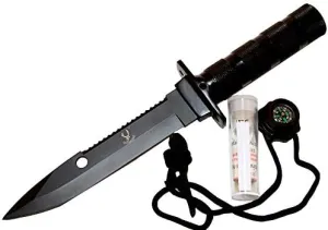 Lastworld Survival Knive 10.5" Stainless Steel Black Blade with Sheath Heavy Duty