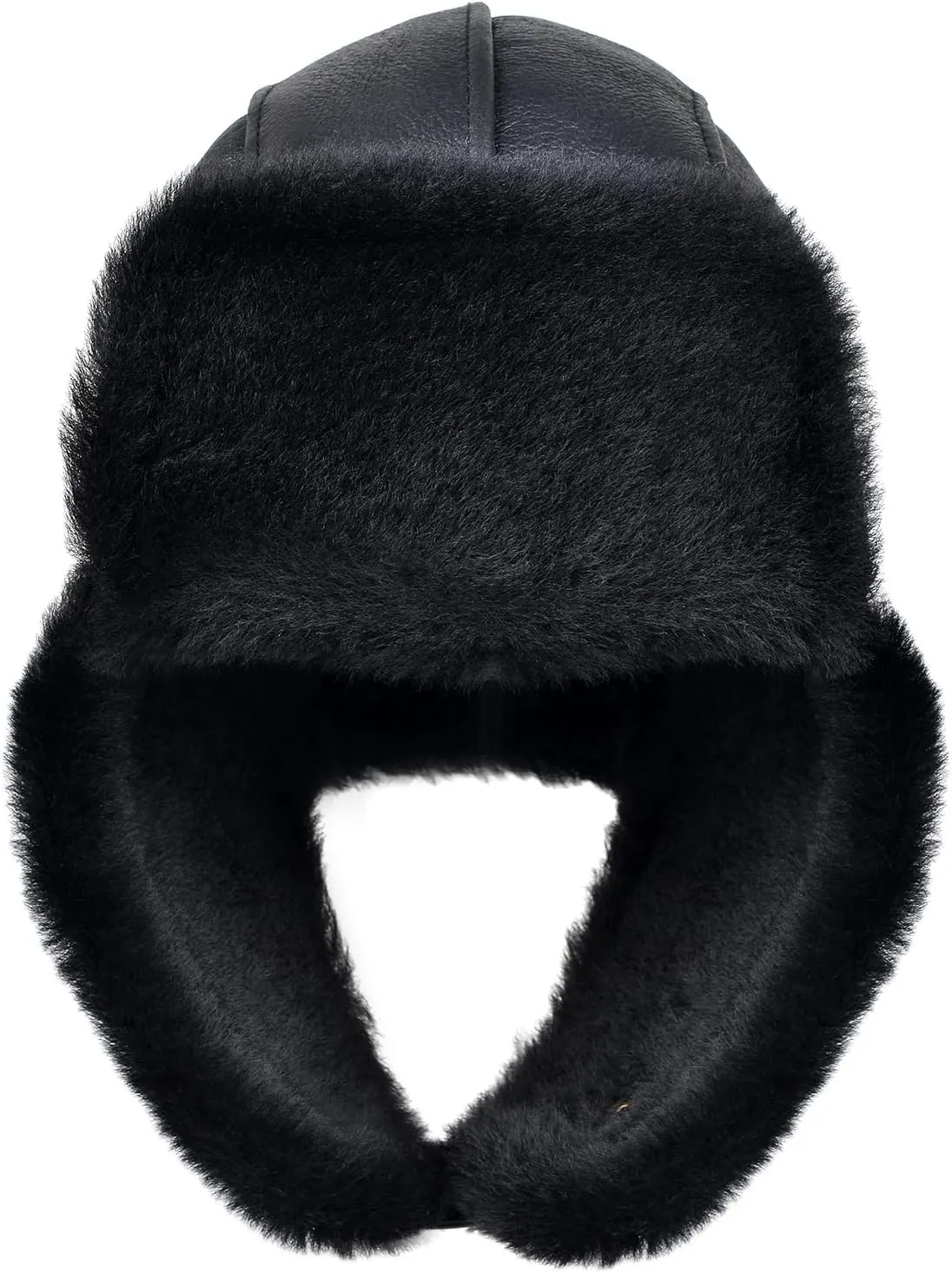 Leather Hats for Men Women Winter Warm Aviator Russianr Hat Shearling Sheepskin Hunting Hat