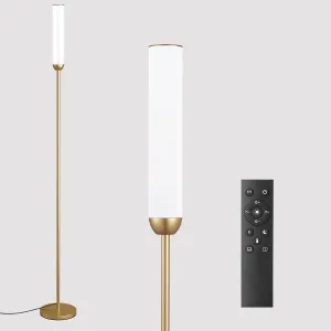 LED Floor Lamp with Remote Control, 65" Standing lamp with Stepless Adjustable 3000K-6500K Colors & 5%-100% Brightness, Foot Switch(Gold)