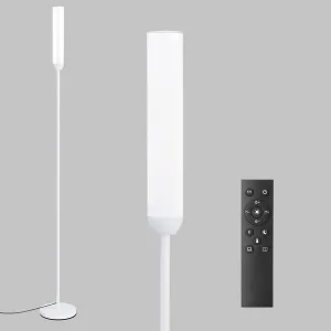 LED Floor Lamp with Remote Control, 65" Standing lamp with Stepless Adjustable 3000K-6500K Colors & 5%-100% Brightness, Foot Switch(White)