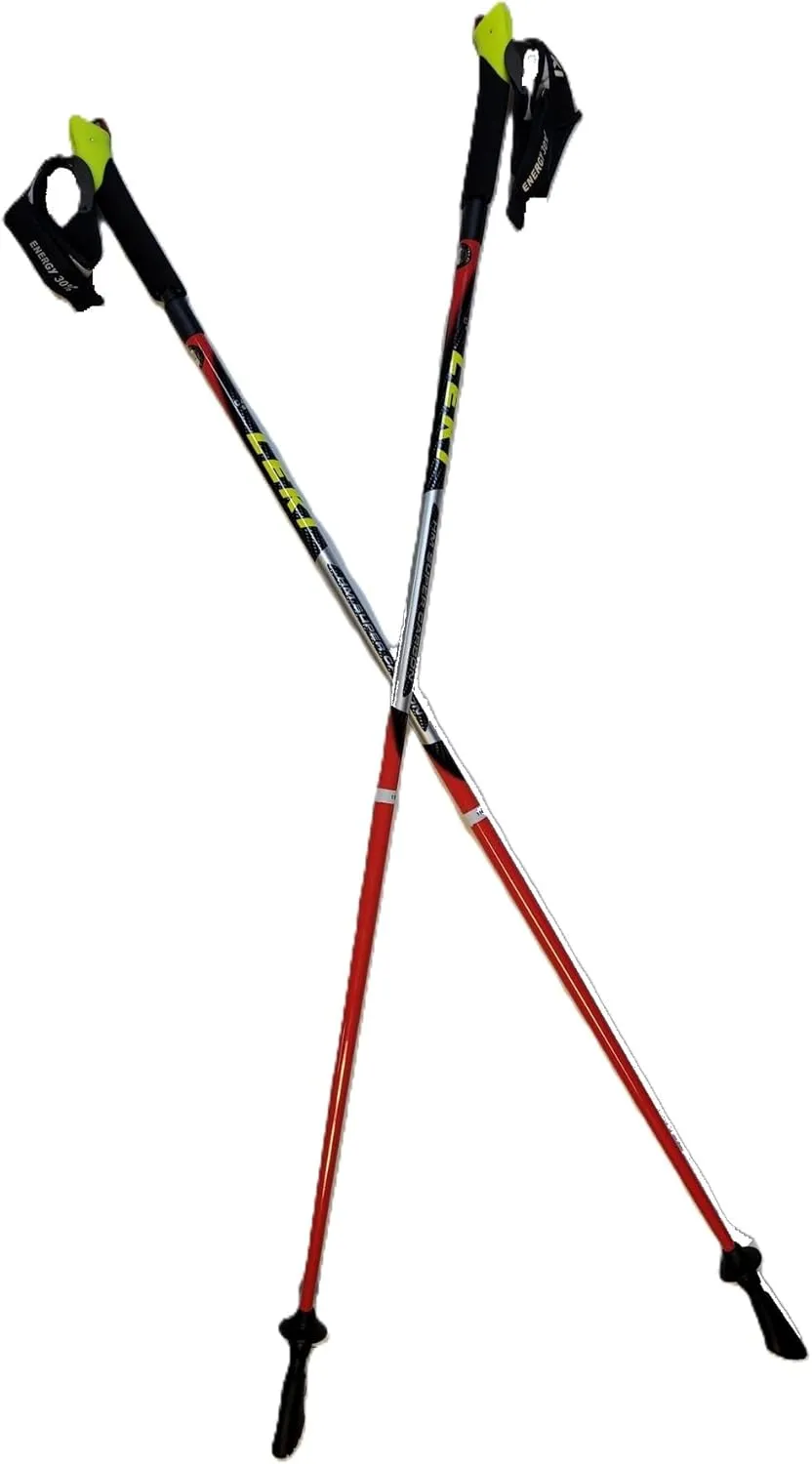LEKI Nordic Walking Speed Pacer Vario Ultra Lightweight Carbon Poles Red 125cm