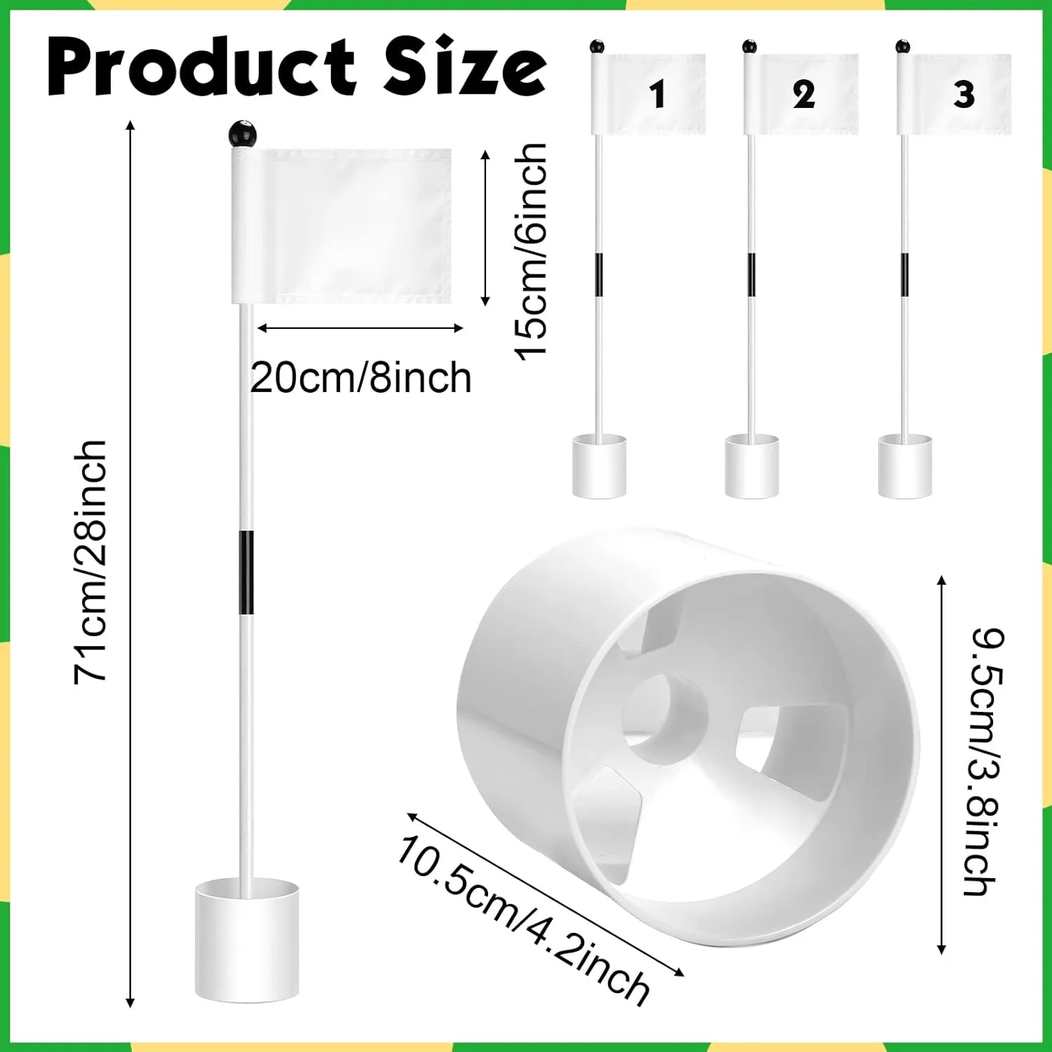 Lenwen 6 Set Golf Flagstick Golf Pin Flag Hole Cup Set Putting Green Flag and Poles Nylon Practice Portable 2 Section Design Putting Green Gifts for Yard Backyard Garden Driving Range