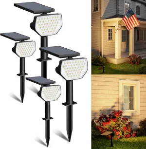Lepro Outdoor Solar Spot Lights Outdoor Waterproof, for Flag Pole, Yard,Garden, Landscape, Backyard, Tree, Plants, Solar Powered Led Spotlight High Lumens, 4 Pack (Warm White)
