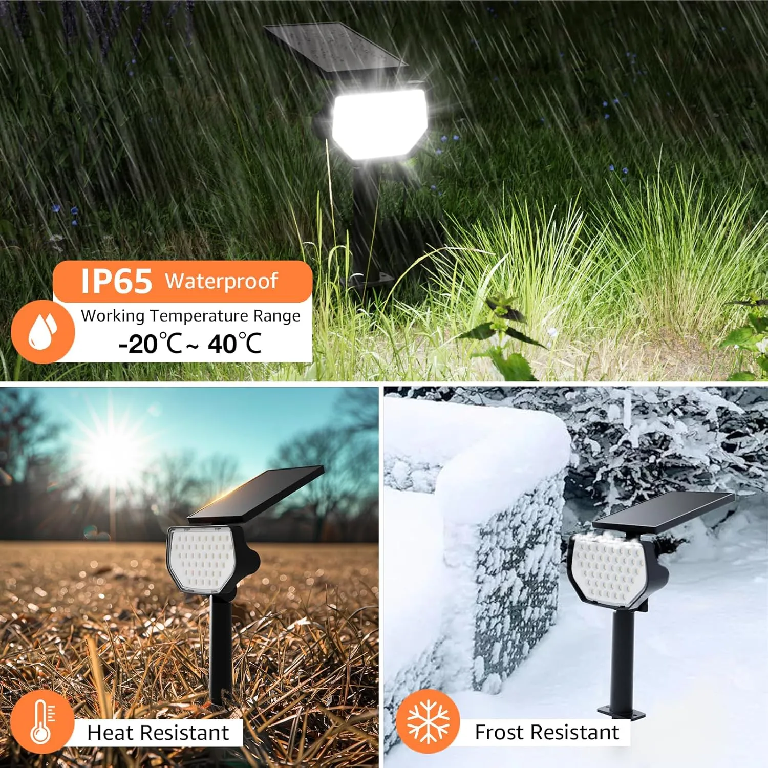 Lepro Outdoor Solar Spot Lights Waterproof for Flag Pole, Yard, Garden, Landscape, Backyard, Tree, Plants, Solar Powered Led Spotlight High Lumens, 4 Pack (Cool White)