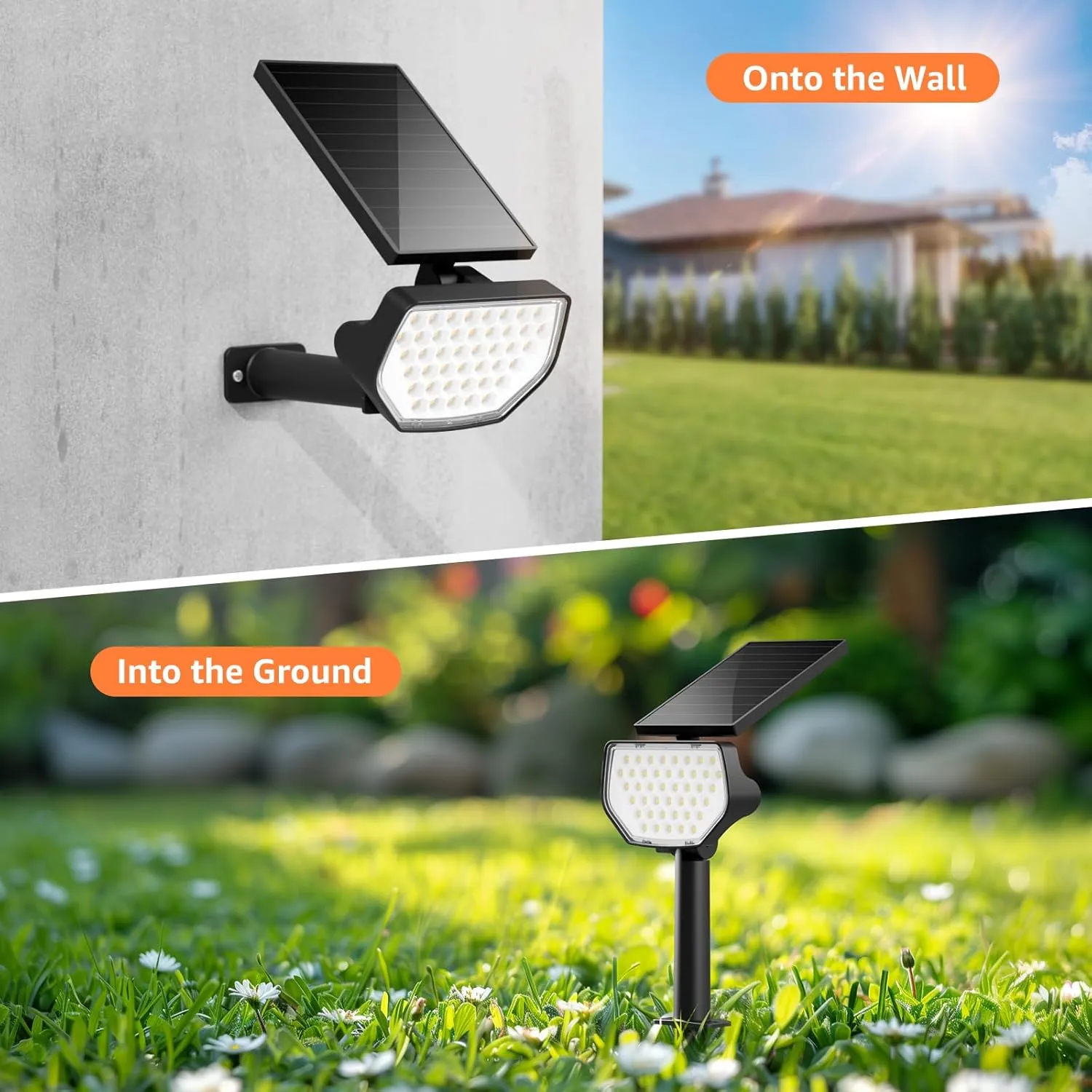 Lepro Outdoor Solar Spot Lights Waterproof for Flag Pole, Yard, Garden, Landscape, Backyard, Tree, Plants, Solar Powered Led Spotlight High Lumens, 4 Pack (Cool White)