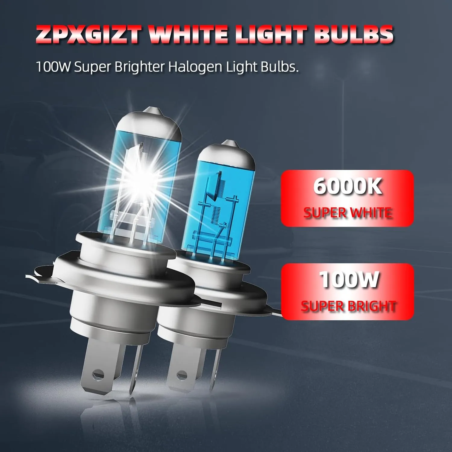 Light Bulbs Fit For Hyundai Santa Fe 2001-2006, 9003 High Low Beam High Performance Halogen Headlight Bulb Combo, 6000K White Light, Pack of 2