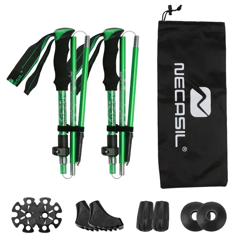 Lighten Up Folding Trekking Poles - Carbon Fiber Ultralight Quick Lock Walking Stick
