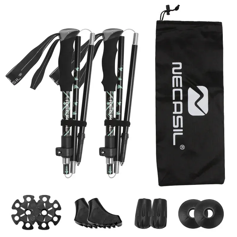 Lighten Up Folding Trekking Poles - Carbon Fiber Ultralight Quick Lock Walking Stick