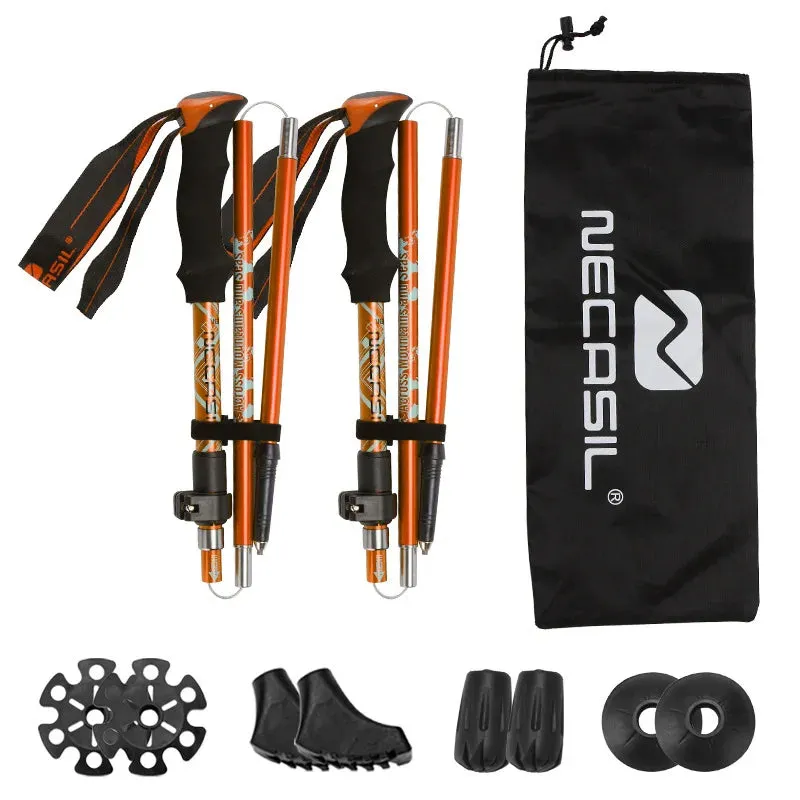Lighten Up Folding Trekking Poles - Carbon Fiber Ultralight Quick Lock Walking Stick