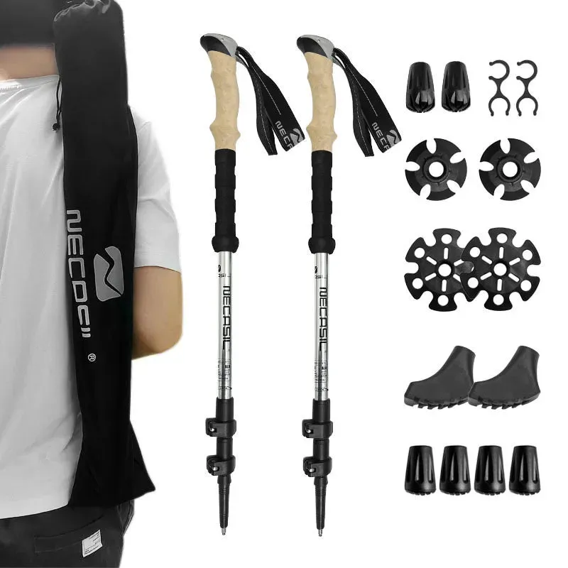 Lighten Up Folding Trekking Poles - Carbon Fiber Ultralight Quick Lock Walking Stick