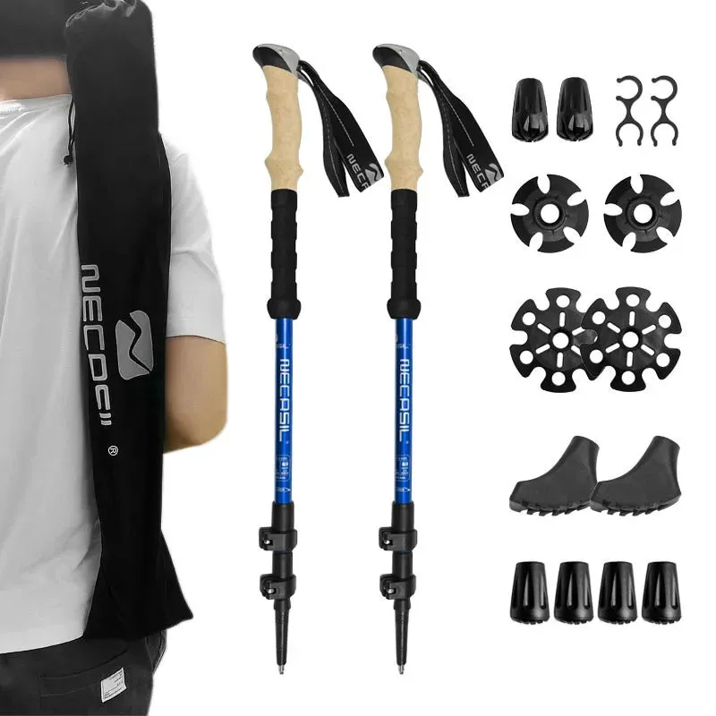 Lighten Up Folding Trekking Poles - Carbon Fiber Ultralight Quick Lock Walking Stick