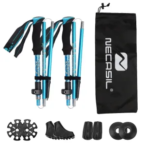 Lighten Up Folding Trekking Poles - Carbon Fiber Ultralight Quick Lock Walking Stick