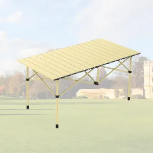 Lightweight Camping Table, Foldable Aluminum Table with Carry Bag, Perfect for Picnic, BBQ, Cooking, and Outdoor Activities Light Yellow 120×55×50cm/47×21×19.7in