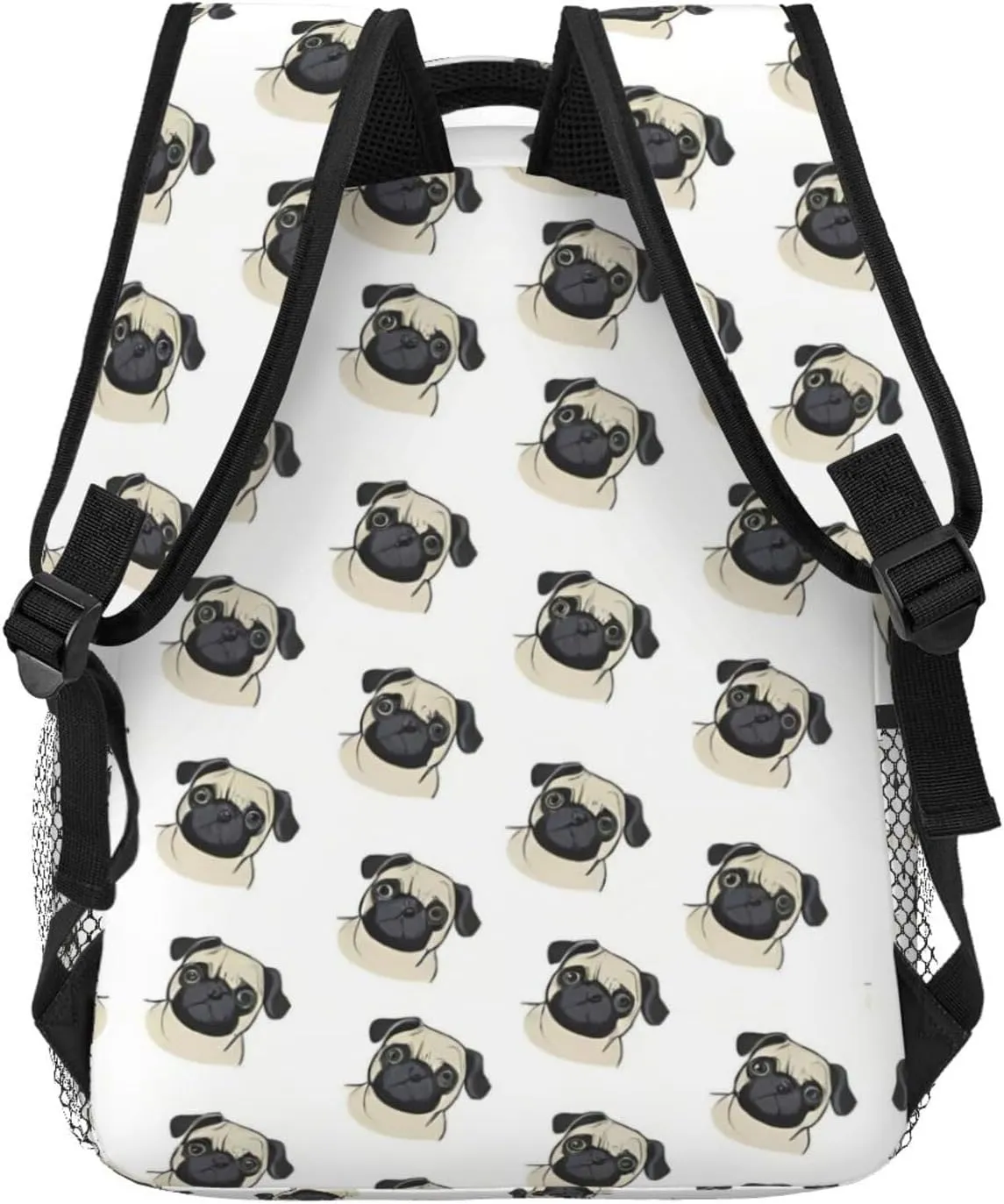 Lightweight Daypack Bookbag for Trekking Business Walking Cycling - Big Capacity Anti-Theft Multipurpose Carry On Bag, Cute Pug Dog Art Business Computer Bag