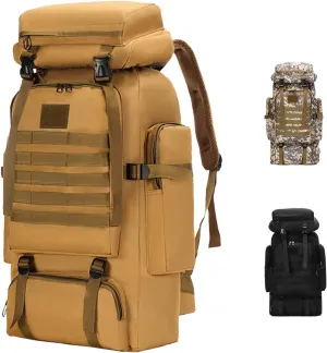 Lightweight Hiking Backpack 70L for Camping, Backpacking,Travel,Water Resistant Backpack for Women Men (khaki)