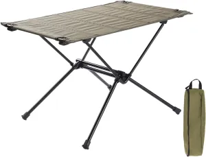 Lightweight Portable Table Picnic Folding Outdoor Oxford Cloth Heavy Duty Aluminum Alloy Frame Camping Hiking Backpacking BBQ Army Green