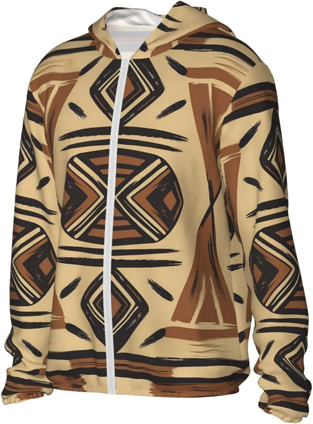 Lightweight UV Protection Sun Jacket, African elements Print Sportswear Hooded Sunblock Shirt for Outdoor