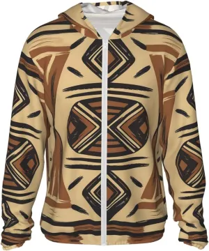 Lightweight UV Protection Sun Jacket, African elements Print Sportswear Hooded Sunblock Shirt for Outdoor