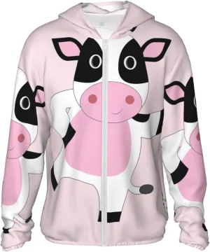 Lightweight UV Protection Sun Jacket, cartoon calf Print Sportswear Hooded Sunblock Shirt for Outdoor