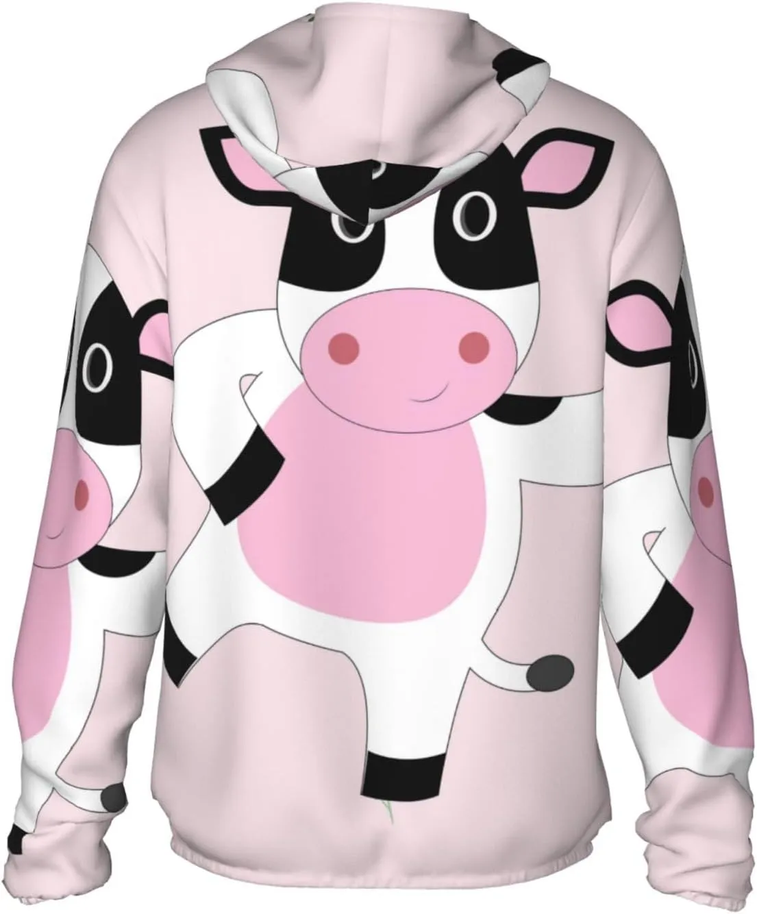 Lightweight UV Protection Sun Jacket, cartoon calf Print Sportswear Hooded Sunblock Shirt for Outdoor