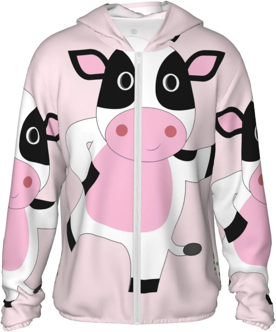 Lightweight UV Protection Sun Jacket, cartoon calf Print Sportswear Hooded Sunblock Shirt for Outdoor