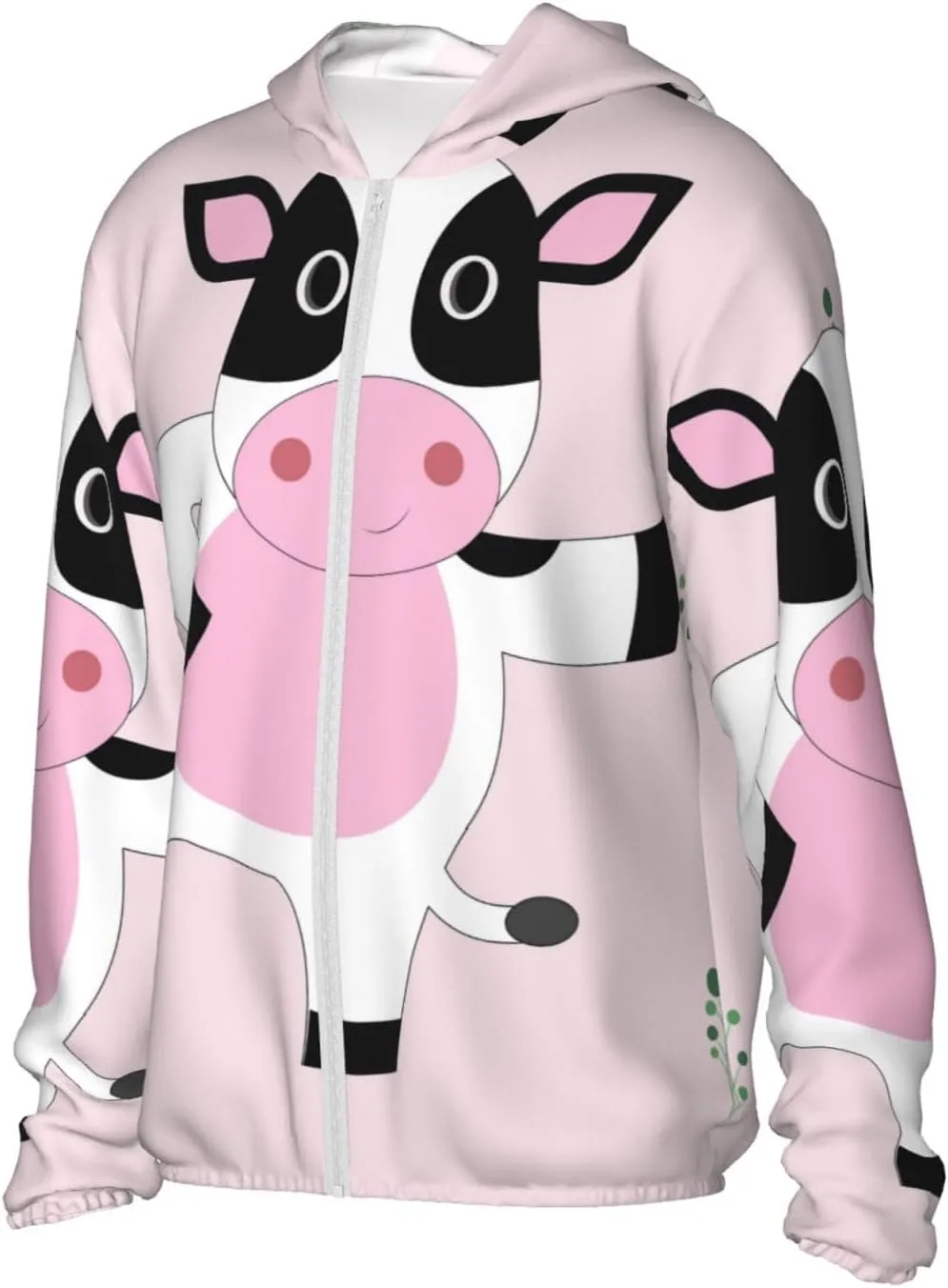 Lightweight UV Protection Sun Jacket, cartoon calf Print Sportswear Hooded Sunblock Shirt for Outdoor