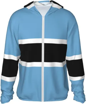 Lightweight UV Protection Sun Jacket, Flag of Botswana Print Sportswear Hooded Sunblock Shirt for Outdoor