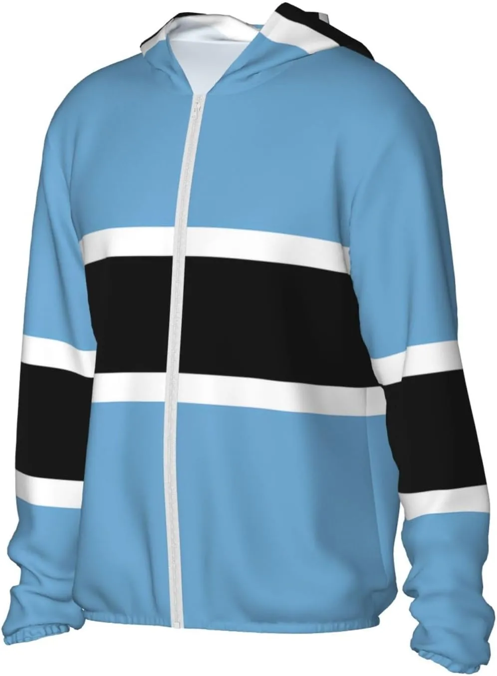 Lightweight UV Protection Sun Jacket, Flag of Botswana Print Sportswear Hooded Sunblock Shirt for Outdoor
