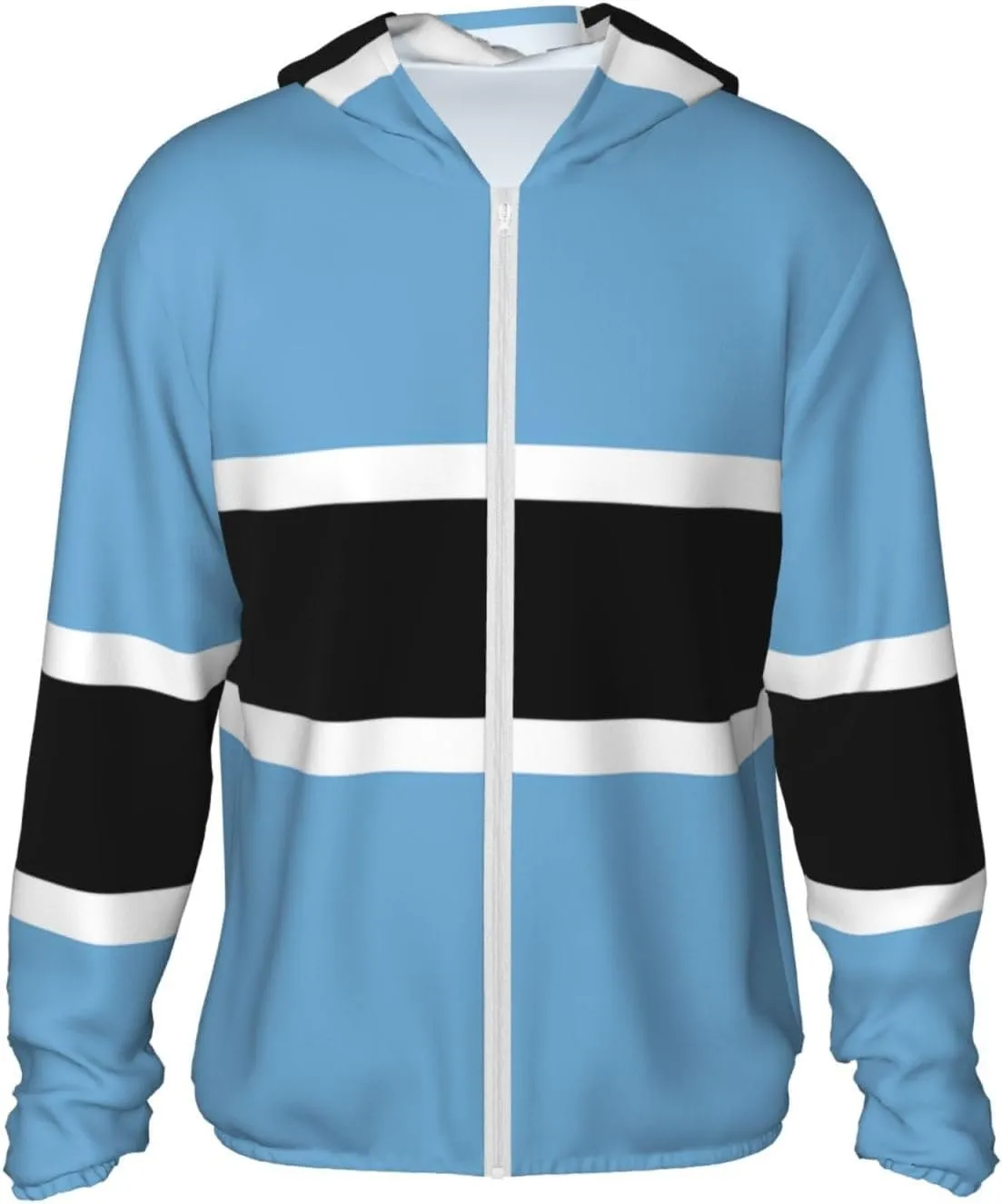 Lightweight UV Protection Sun Jacket, Flag of Botswana Print Sportswear Hooded Sunblock Shirt for Outdoor