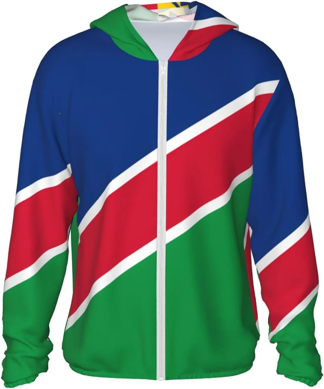Lightweight UV Protection Sun Jacket, Flag of Namibia Print Sportswear Hooded Sunblock Shirt for Outdoor
