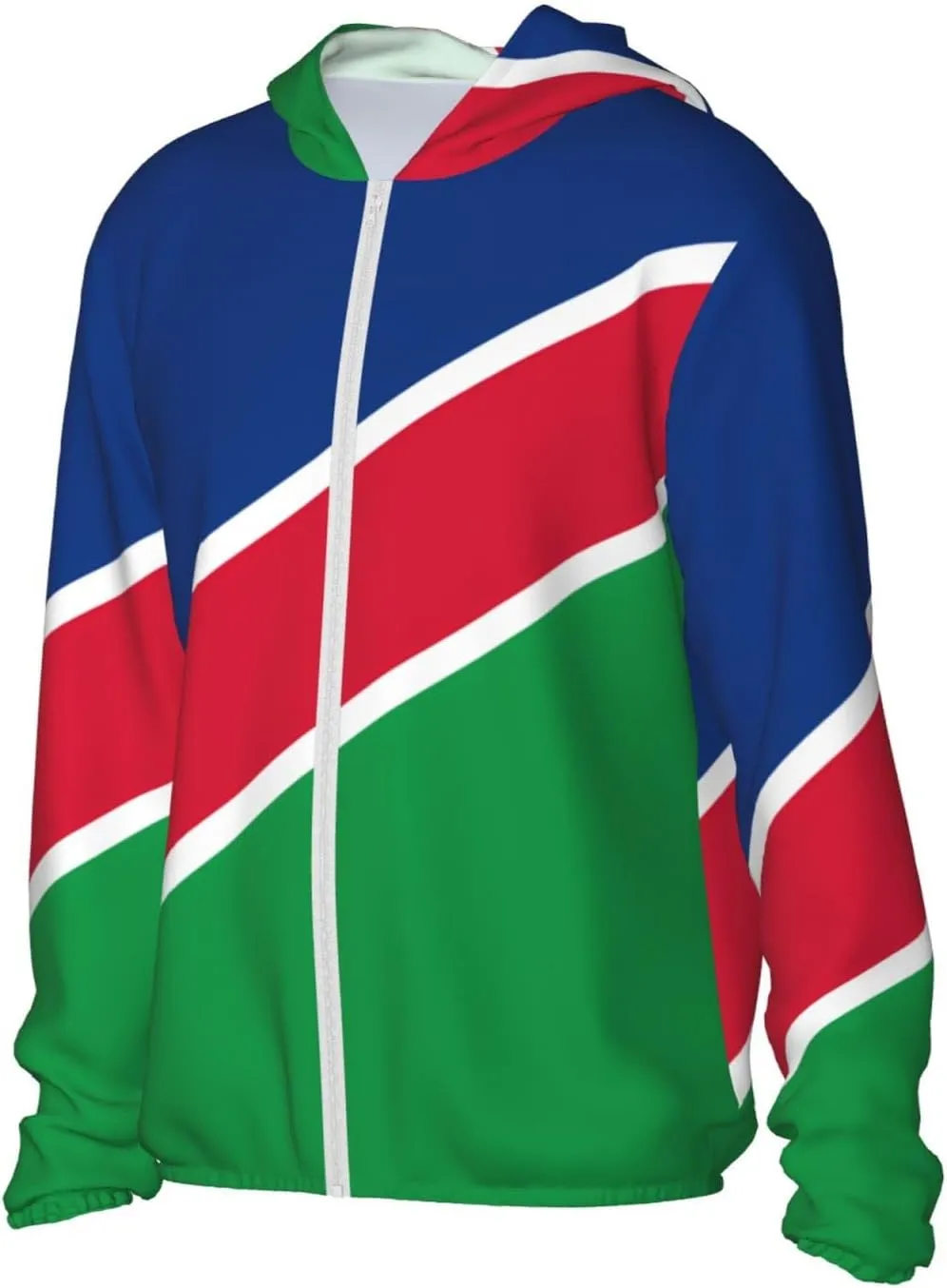 Lightweight UV Protection Sun Jacket, Flag of Namibia Print Sportswear Hooded Sunblock Shirt for Outdoor