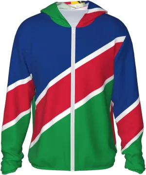 Lightweight UV Protection Sun Jacket, Flag of Namibia Print Sportswear Hooded Sunblock Shirt for Outdoor