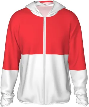 Lightweight UV Protection Sun Jacket, Indonesian Flag Print Sportswear Hooded Sunblock Shirt for Outdoor